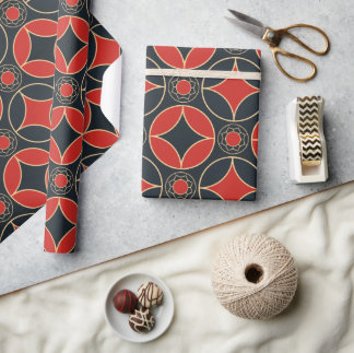 art deco stars in red and black  cadeaupapier
