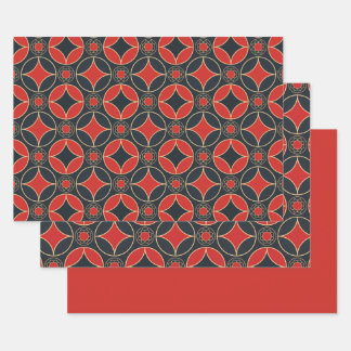 art deco stars in red and black  inpakpapier vel