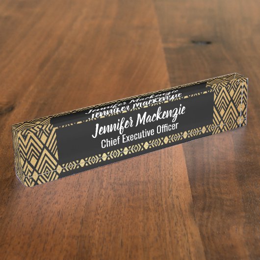 Art Deco Station Sign Kantoor Desk Naambordje (Zijkant)