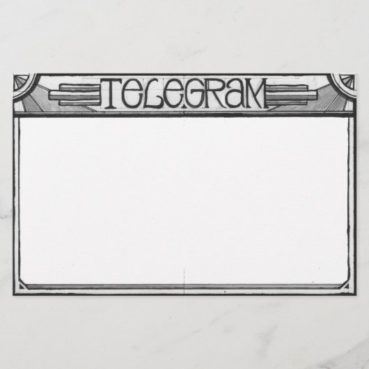 Art Deco Steampunk Telegram Stationery Briefpapier (Voorkant)
