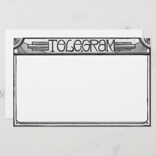Art Deco Steampunk Telegram Stationery Briefpapier (Voorkant / Achterkant)