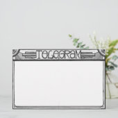 Art Deco Steampunk Telegram Stationery Briefpapier (Staand voorkant)