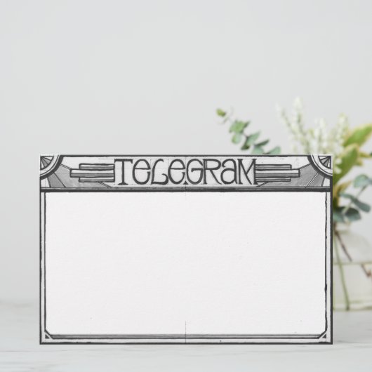 Art Deco Steampunk Telegram Stationery Briefpapier (Staand voorkant)