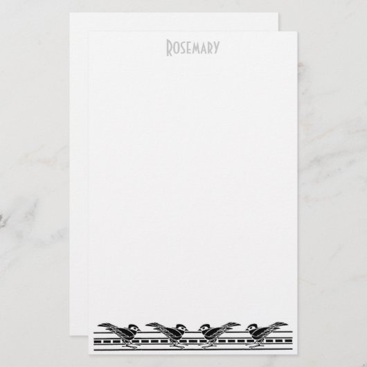 Art Deco Stempapierwaren gepersonaliseerd Briefpapier (Voorkant / Achterkant)