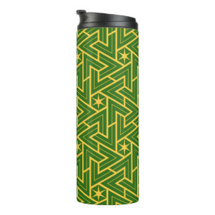 Art Deco ster driehoek patroon - Groen en Goud Thermosbeker