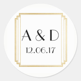 Art Deco Stickers Wit Goud Rond Label