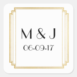 Art Deco Stickers Wit Goud Vierkant Gunsten