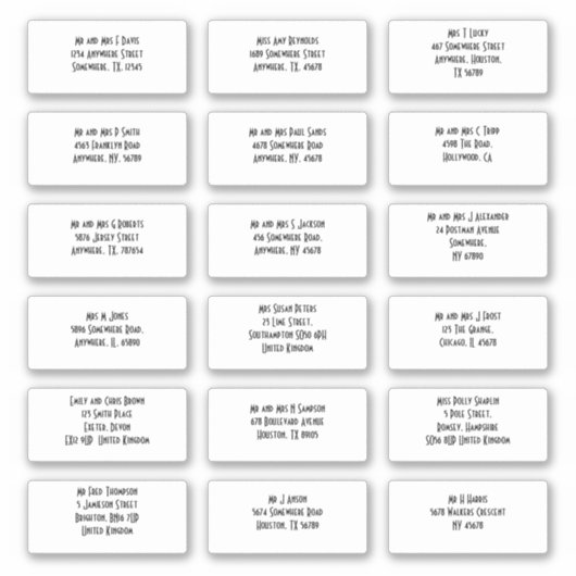 Art Deco Stijl 18 Gast Individuele namen Adressen Sticker (Voorkant)