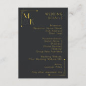 Art Deco Stijl 1920 Trouwdetails Zwart Goud Informatiekaartje (Voorkant)