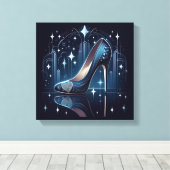 Art Deco Stijl Blauwe Stiletto's Canvas Afdruk (Insitu (Houten vloer))