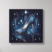 Art Deco Stijl Blauwe Stiletto's Canvas Afdruk (Voorkant)