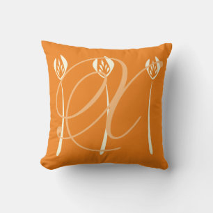Art Deco Stijl Bloemen Herfst Herfst Monogram Kussen