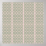 Art deco stijl blush roze en salie groen poster<br><div class="desc">Mid century design pattern art poster beschikbaar als download. Blush roze achtergrond met een geometrische patroonprint in salie groen en een mat blauw.</div>