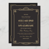 Art Deco stijl bruiloft uitnodiging (gedetailleerd (Voorkant / Achterkant)