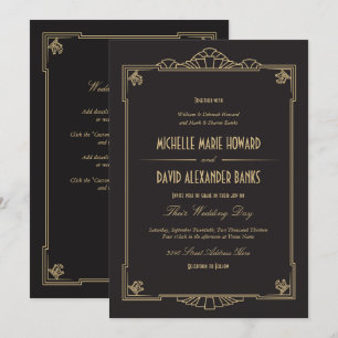 Art Deco stijl bruiloft uitnodiging (gedetailleerd