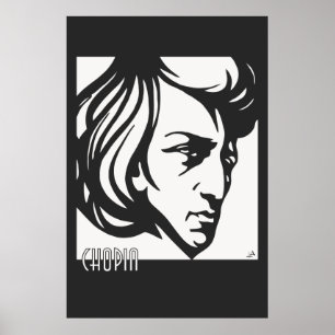 Art Deco-stijl Chopin past in alle formaten Poster