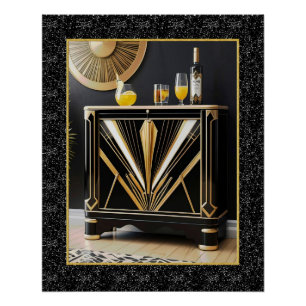 Art Deco stijl cocktailkast Poster. Perfect Poster