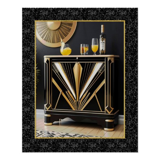Art Deco stijl cocktailkast Poster. Perfect Poster (Voorkant)