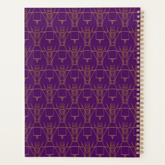 Art deco stijl flapper meisje paarse gouden 2025 planner (Achterkant)