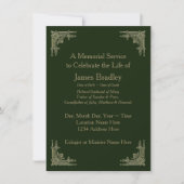 Art Deco Stijl Groen Gedenkteken Service Kaart (Voorkant)