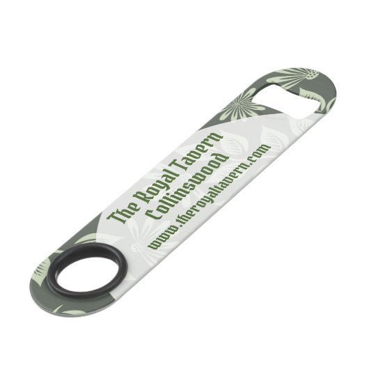 Art Deco Stijl Groen Patroon Restaurant Speed Flessenopener (Achterkant Gekanteld)