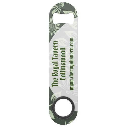 Art Deco Stijl Groen Patroon Restaurant Speed Flessenopener (Voorkant)