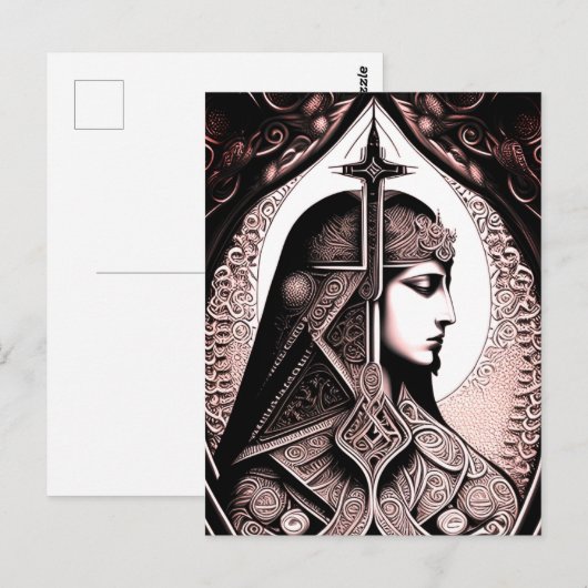 Art Deco stijl krijger vrouw Briefkaart (Voorkant / Achterkant)