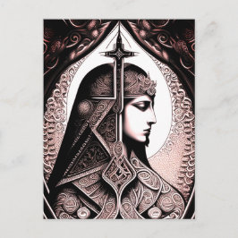 Art Deco stijl krijger vrouw Briefkaart
