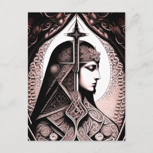 Art Deco stijl krijger vrouw Briefkaart
