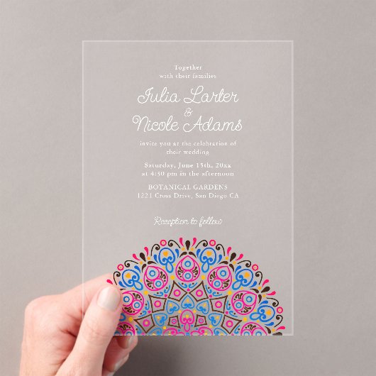 Art Deco stijl Mandala bruiloft Acryl Uitnodigingen (Insitu (Draagbaar))