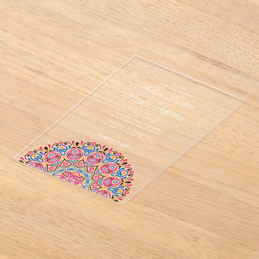 Art Deco stijl Mandala bruiloft Acryl Uitnodigingen (Laagn)
