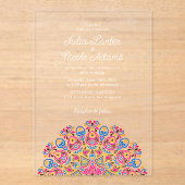 Art Deco stijl Mandala bruiloft Acryl Uitnodigingen (Voorkant)