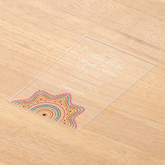 Art Deco stijl Mandala bruiloft Acryl Uitnodigingen (Laagn)