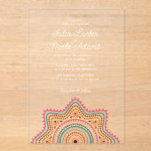  Art Deco stijl Mandala bruiloft Acryl Uitnodigingen (Voorkant)