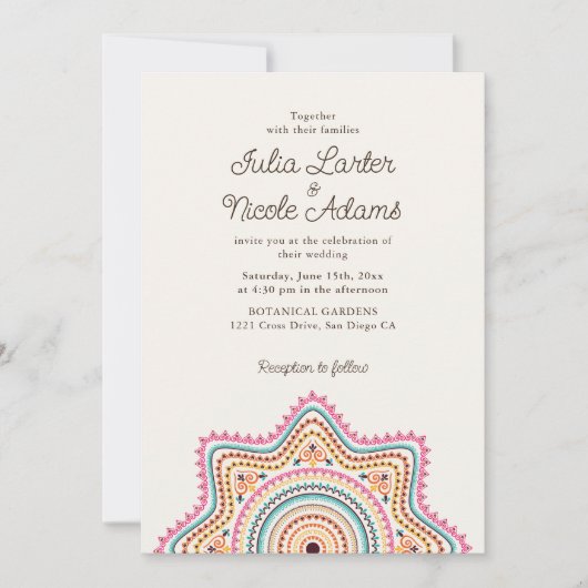  Art Deco stijl Mandala bruiloft Kaart (Voorkant)