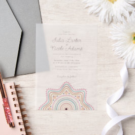 Art Deco stijl Mandala bruiloft Vellum Uitnodigingen