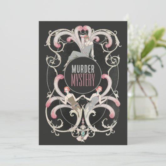 Art Deco stijl, moordmysterie Halloween feest Kaart (Staand voorkant)