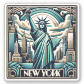 Art Deco stijl New York illustratie Sticker (Voorkant)