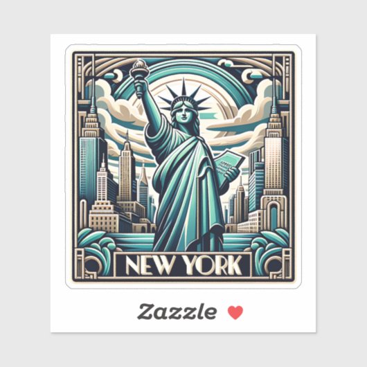 Art Deco stijl New York illustratie Sticker (Vel)