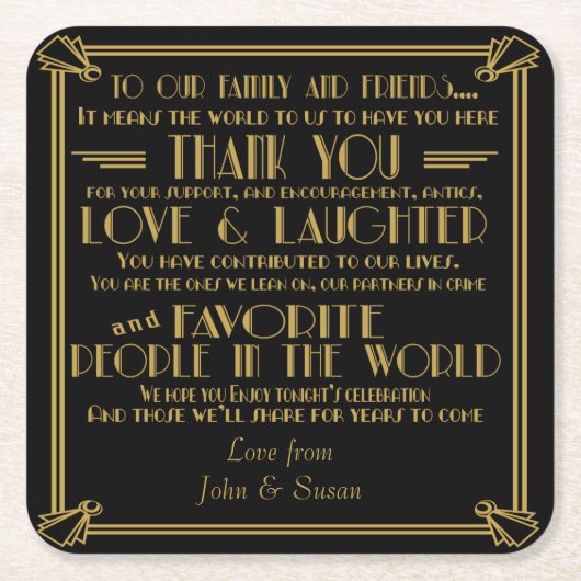 Art deco-stijl onderzetter voor bruiloft (Voorkant)