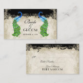 Art Deco Stijl Pauw Zwart Tafel Nummer Kaarten Plaatskaartje (Voorkant / Achterkant)