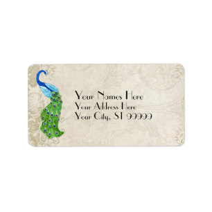 Art Deco Stijl Peacock Barok Overeenstemmende Verz Etiket