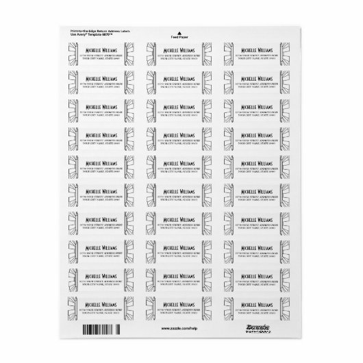Art Deco stijl retour adreslabels Etiket (Full Sheet)