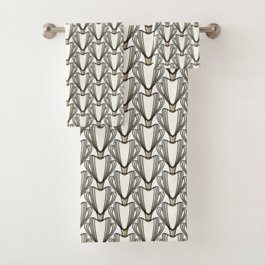 Art Deco stijl Sepia bloemen Bad Handdoek (Insitu)