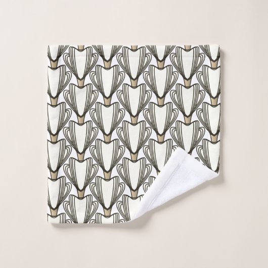 Art Deco stijl Sepia bloemen Bad Handdoek (Wasdoekje)