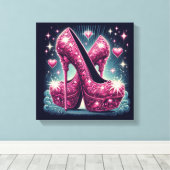 Art Deco Stijl Stiletto Hoge Hakken Canvas Afdruk (Insitu (Houten vloer))