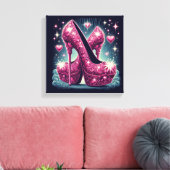 Art Deco Stijl Stiletto Hoge Hakken Canvas Afdruk (Insitu (Woonkamer))