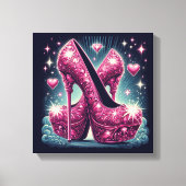 Art Deco Stijl Stiletto Hoge Hakken Canvas Afdruk (Voorkant)