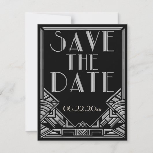 Art Deco stijl trouwkaart Save the Date (Voorkant)