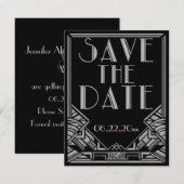 Art Deco stijl trouwkaart Save the Date (Voorkant / Achterkant)